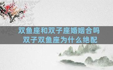 双鱼座和双子座婚姻合吗 双子双鱼座为什么绝配